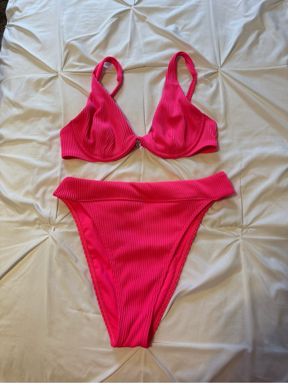 Hollister Pink Ribbed Bikini Set